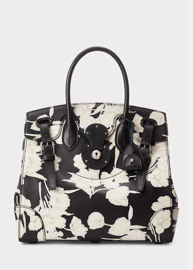 Bolso Ralph Lauren Mujer Floral-Print Calfskin Soft Ricky 33 Chile Blancas XZHCU-2164